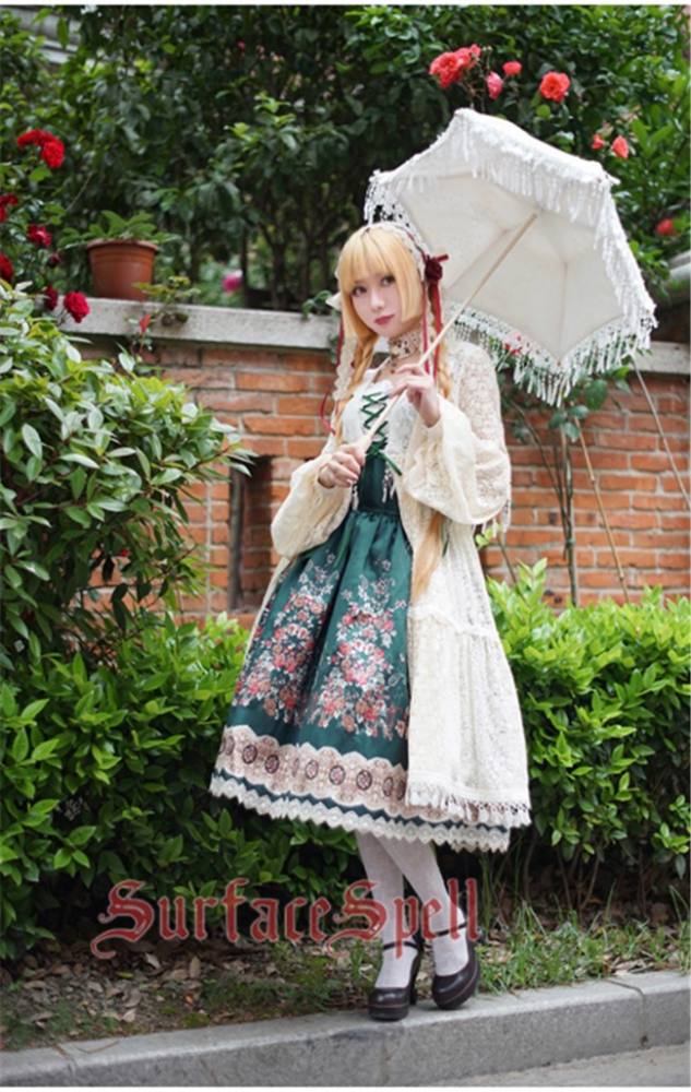 Surface spell ~AlpenRose~ Gothic Ethnic Lolita High Waist Fishbone Skirt