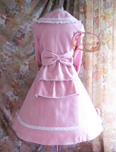 Pink Long Sleeves Lace Lolita A-line Coat