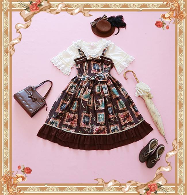 Still Life Picture Frame~ Lolita Printed JSK Dress -out