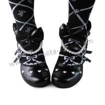 Black Bows Beads Lolita Princess Shoes