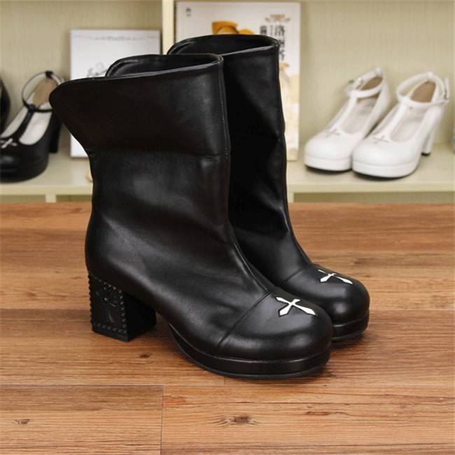 Angelic Imprint- Gothic Square Heels Lolita Short Boots