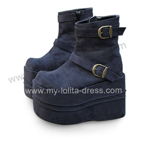 Matte Black Belts Ankle Length Short Boots