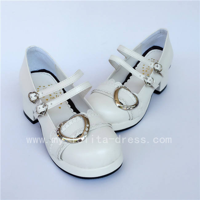 Black White Middle Heel Lolita Shoes