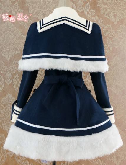 Lolita Navy Blue Sailor Style A-line Winter Coat