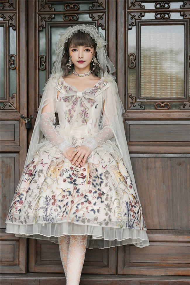 UnicornTears ~ Flowers And Birds Roll Lolita OP -Ready Made