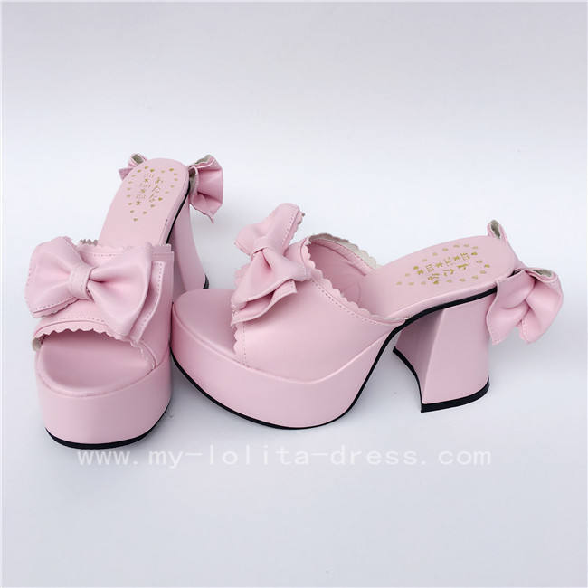 Sweet Pink Square Heels Lolita Sandals