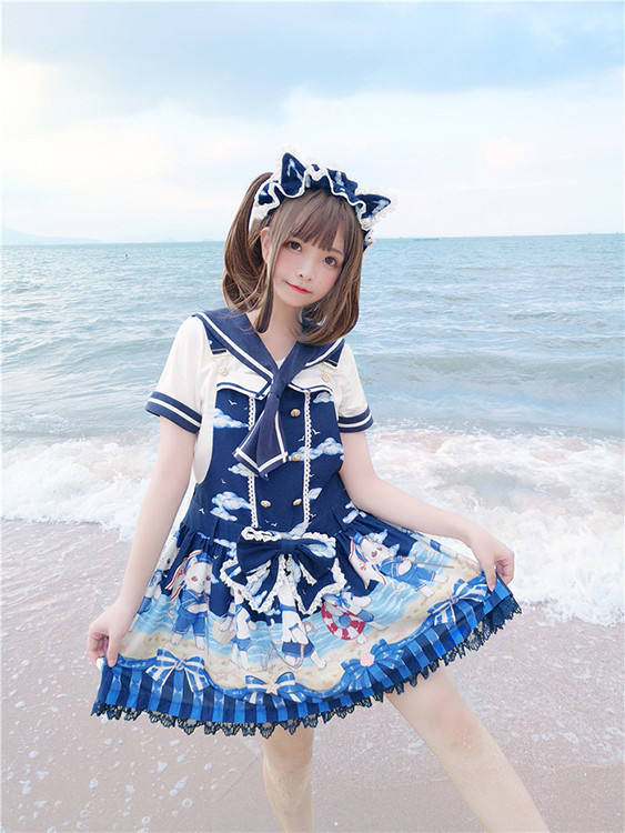 Tommy Bear ~ Kitty Sailor Cute Lolita JSK
