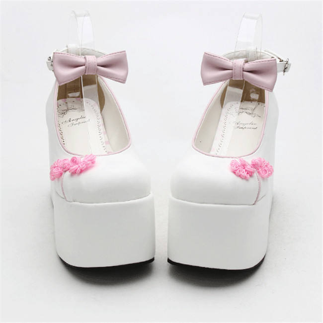 Angelic Imprint- Elegant Bow Embroidery Qi Lolita High Platform Shoes