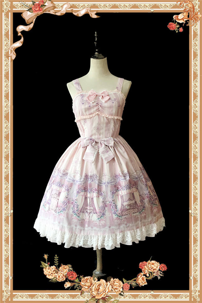 Maid's room~ Sweet Printed JSK Dress+Headbow -Ready In Stock