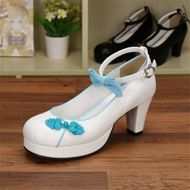 Angelic Imprint- Elegant Bow Embroidery Round/Square Heels Qi Lolita Shoes
