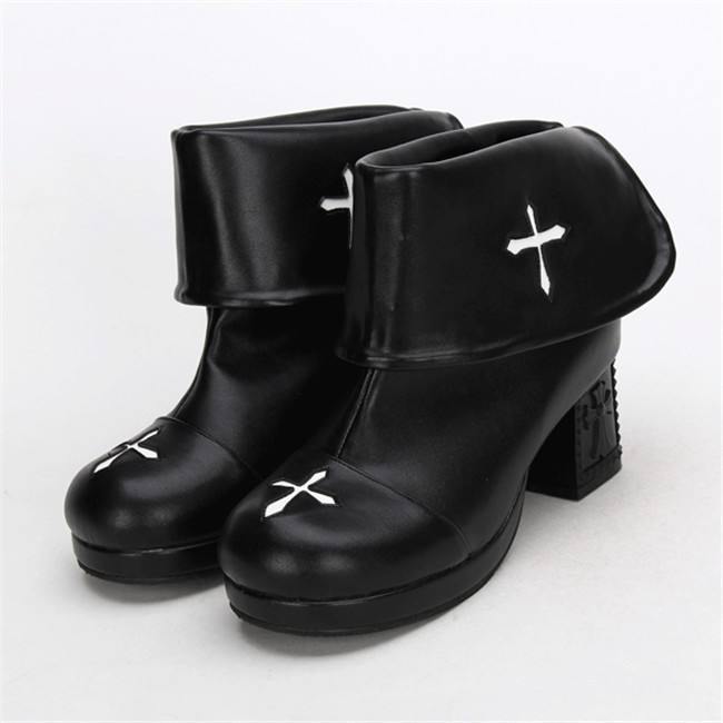 Angelic Imprint- Gothic Square Heels Lolita Short Boots