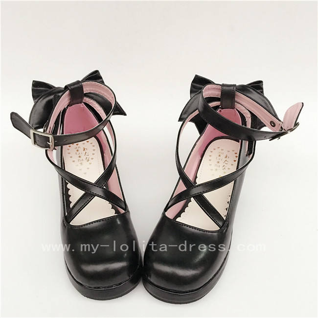 Red Bow Lolita Shoes for Girls