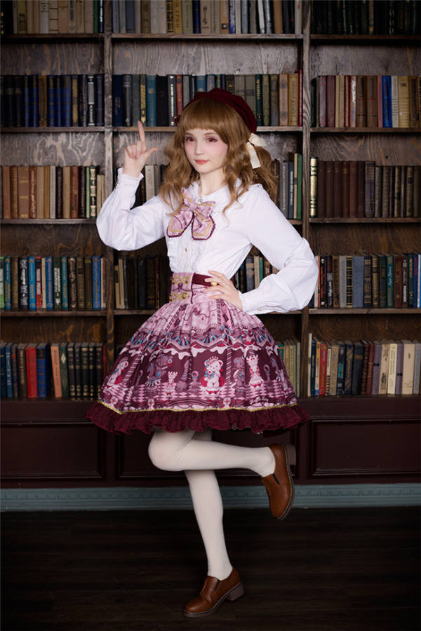 Chocolate Bear~ Lolita Printed Skirt
