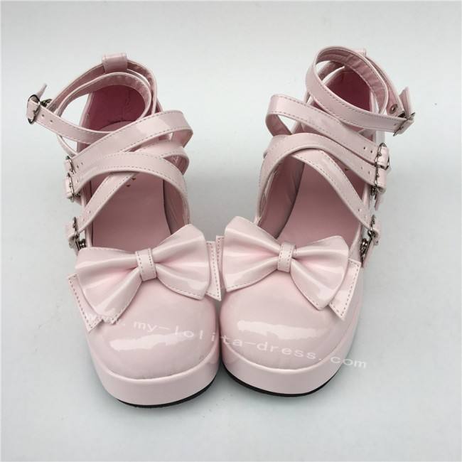 Purple Bow Straps Lolita Platform Shoes