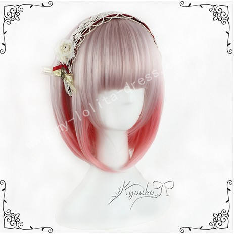 Cute Light Orange Grey Bobo Lolita Wig