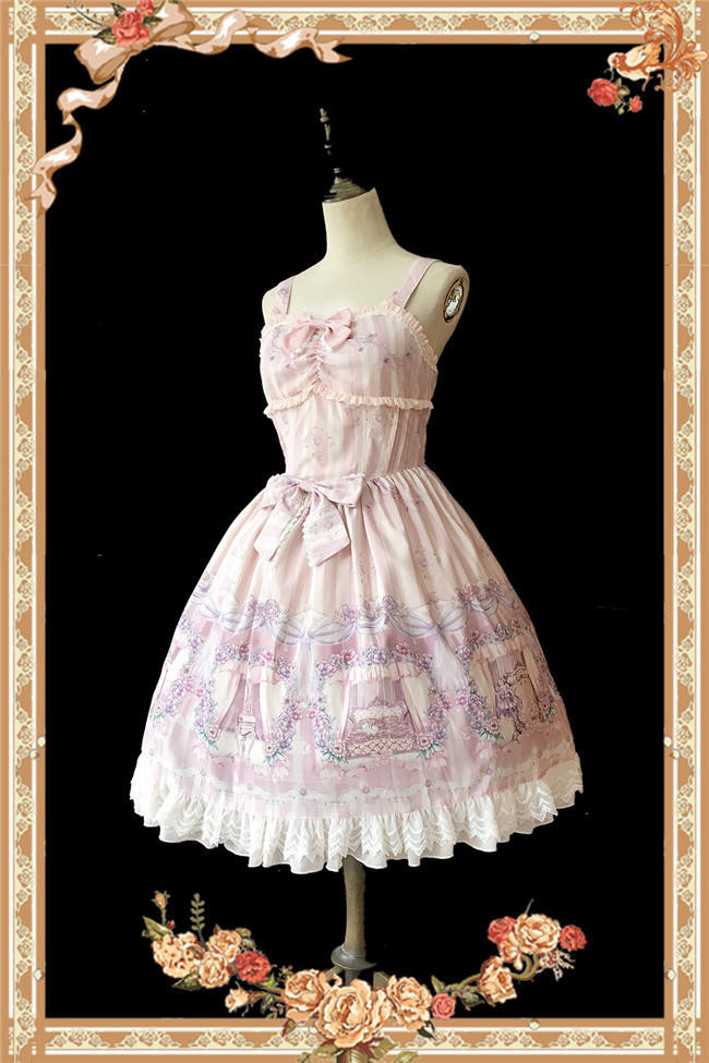 Maid's room~ Sweet Printed JSK Dress+Headbow -Ready In Stock