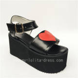 Sweet High Platform Black with Red Hearts Lolita Sandals