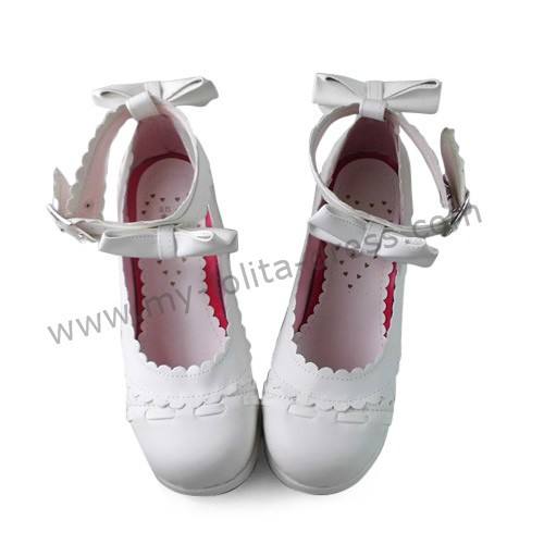Antaina Matte White Bows Lolita Shoes