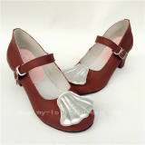 Sweet Wine with Silver Real Leather Lolita Heels Shoes O