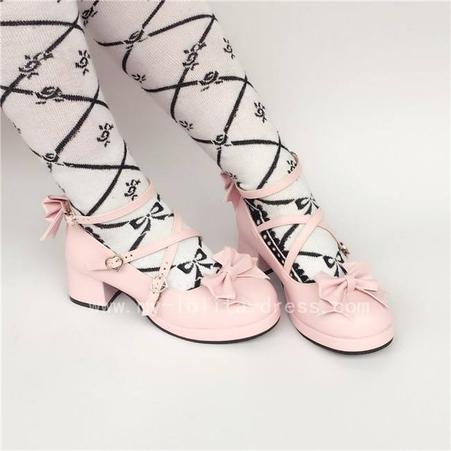 Sweet Cat's Ear Bows Matte Lolita Heels Shoes