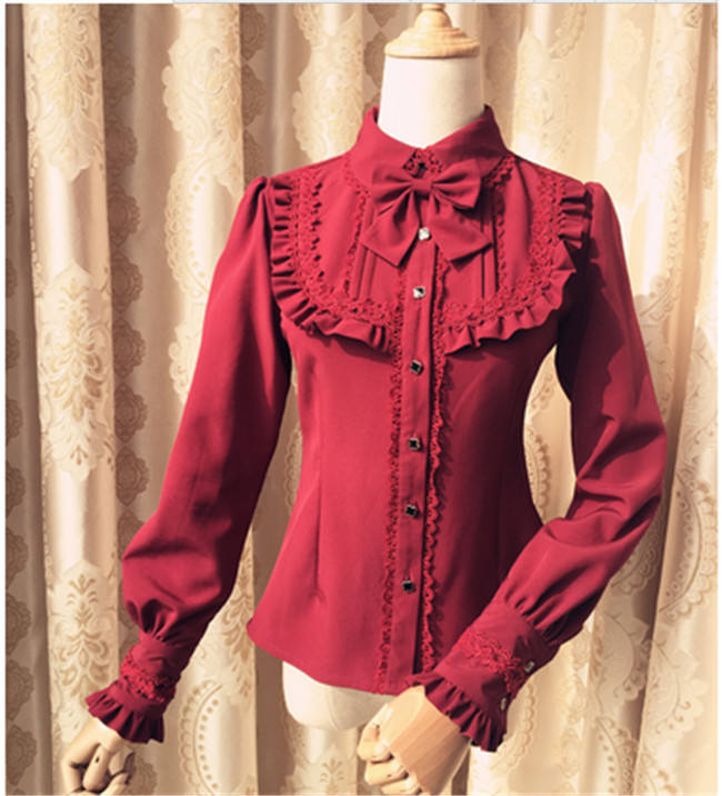 Elegant Thickening Thermal Lolita Lapel Blouse for Winter