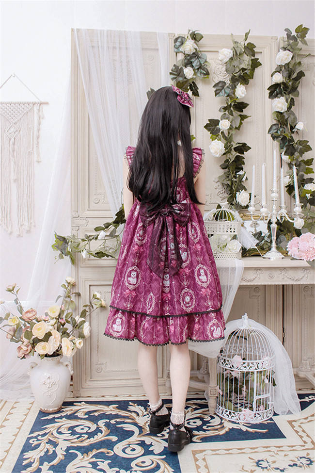 The Kittens In The Frame~ Sweet Lolita Printed JSK High Waist Pink Size S - In Stock