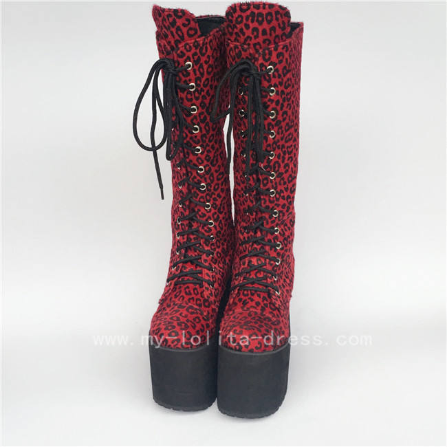 Beautiful White Matte Lace-up Knee Lolita High Boots