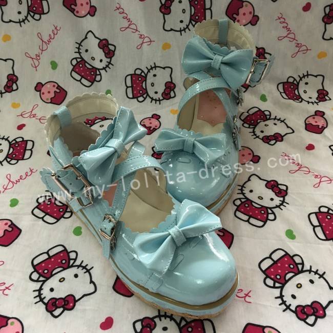 Shiny Purple Bows Lolita Shoes