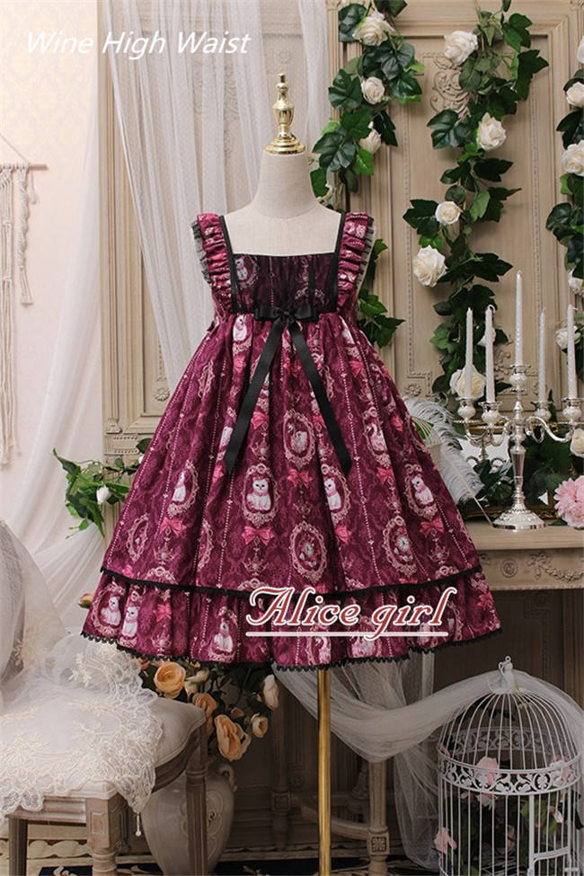 The Kittens In The Frame~ Sweet Lolita Printed JSK High Waist Pink Size S - In Stock