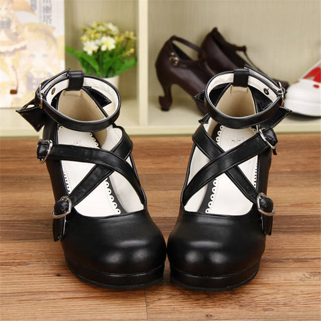 Angelic Imprint- Elegant Black Bow Lolita Princess Heels Shoes