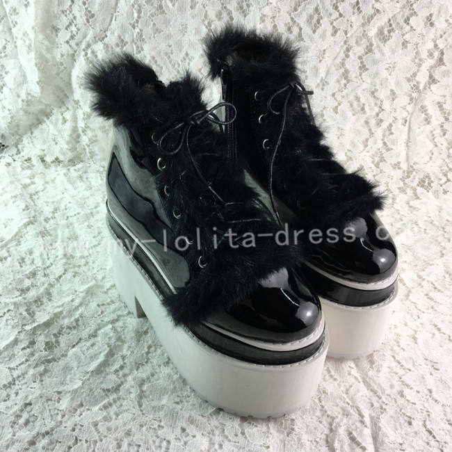 Glossy Black Lolita High Platform with Conny Hair