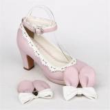 Angelic Imprint- Sweet Lolita Square Heels Shoes with Detachable Bow & Ears Out