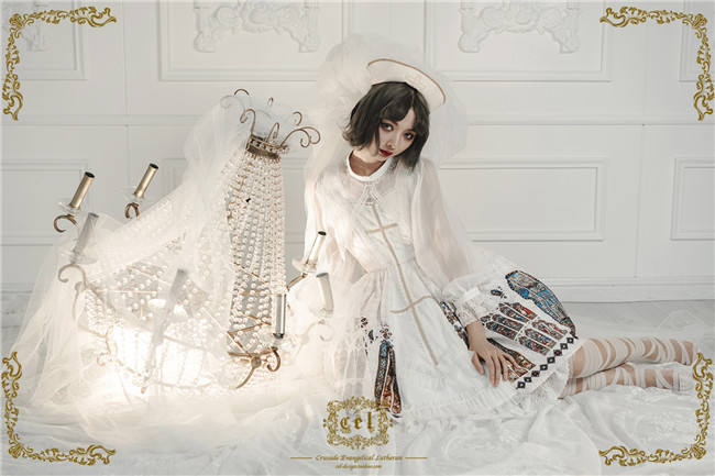 CEL Lolita ~The Holy Cross Gothic Lolita JSK with Front Open Design + Fake Collar -Ready Made