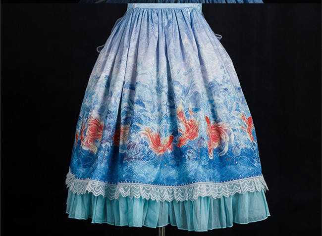 Fishes Playing Lotus Pond~ Qi Lolita JSK -Pre-order  Closed