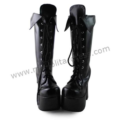 Classic Matte Black Middle Shaft Lolita Boots