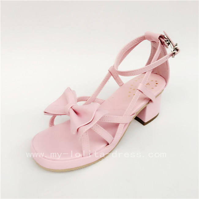 White Simplified Bow Lolita Sandals