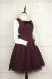 Miss Point~Music Class Vintage Sweet Wool Suede Embroidered Jumper Dress-out
