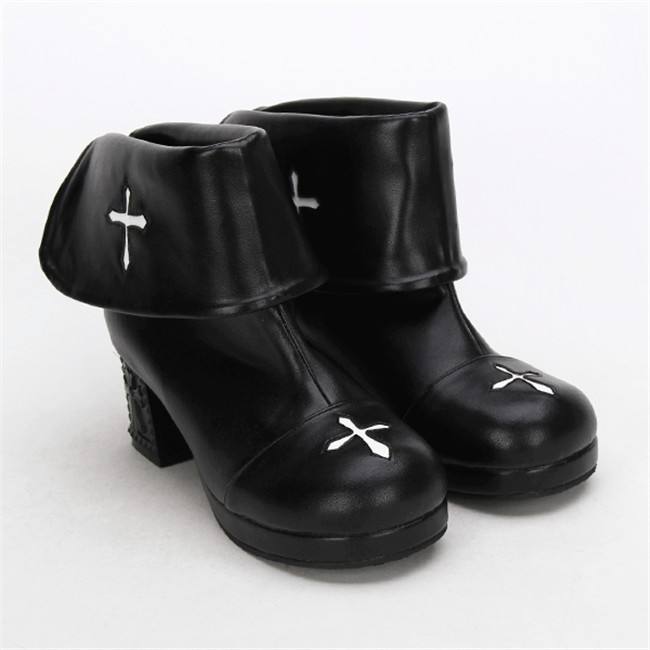 Angelic Imprint- Gothic Square Heels Lolita Short Boots