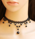 Black Lace Beads Vintage Lolita Girls Necklace-out