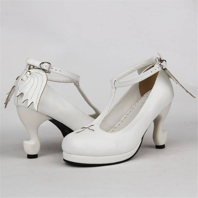 Angelic Imprint- Elegant T-shaped Straps Lolita Heels Shoes with Angel Wings