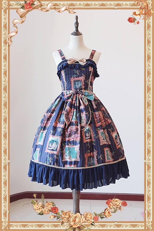 Still Life Picture Frame~ Lolita Printed JSK Dress -out