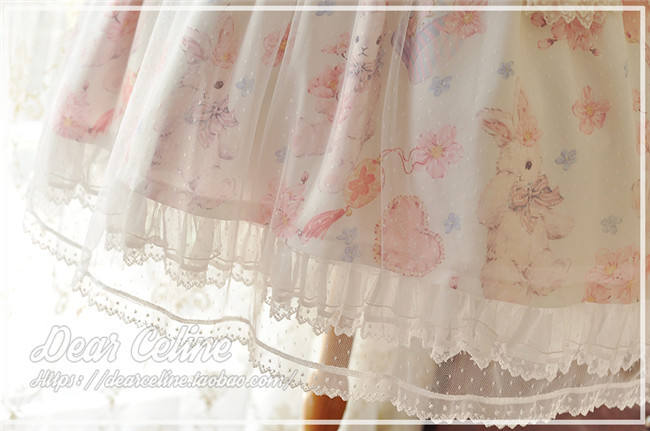Dear Celine ~Sakura Rabbit~ High Waist Lolita JSK -Ready Made