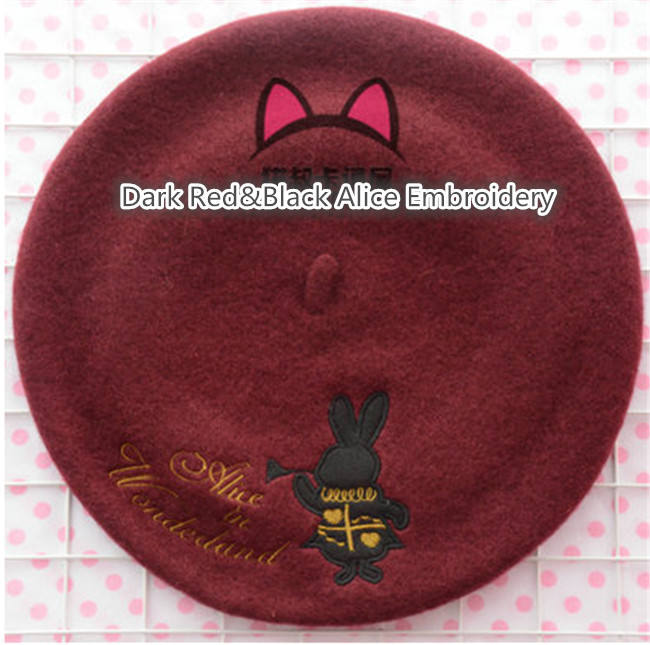Swimmer Wool Sweet Embroidery Lolita Beret In Stock