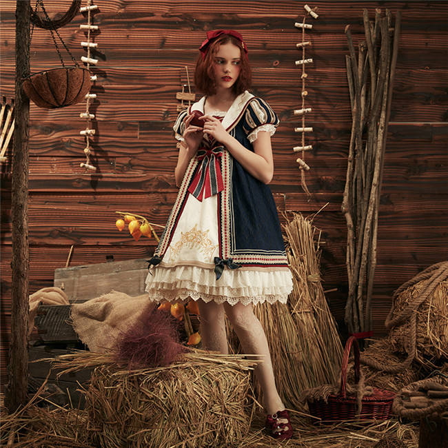 Classical Puppets ~White Snow Babydoll Style Daily Lolita OP -Ready Made