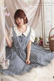 Sweet Gingham Fake Two-pieces Dress