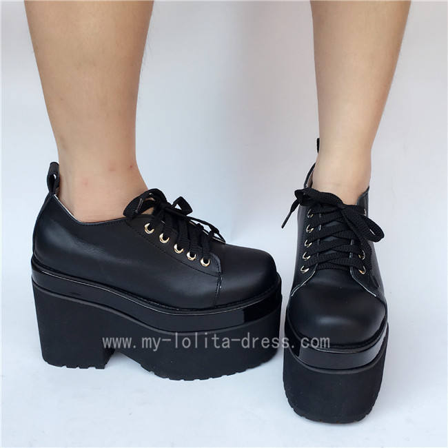 Glossy Black Lolita Heels High Platform