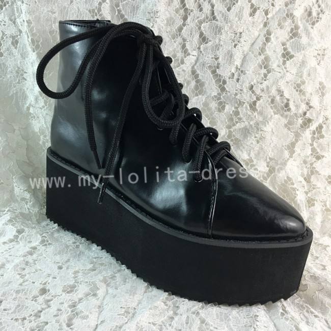 Sweet Black Lolita Short Boots Creeper