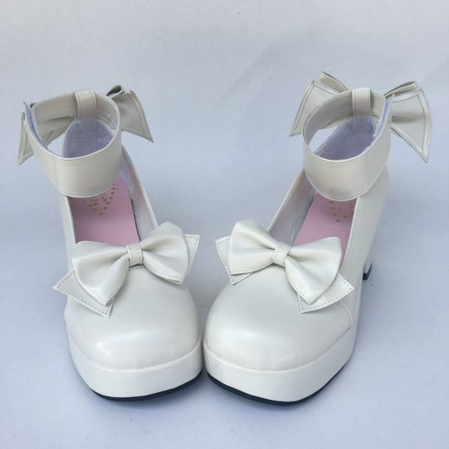 Pink Bows Wide Strap Lolita Shoes