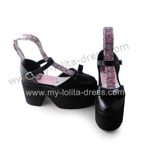 Matte Black Elegant Bow Lolita Girls Shoes