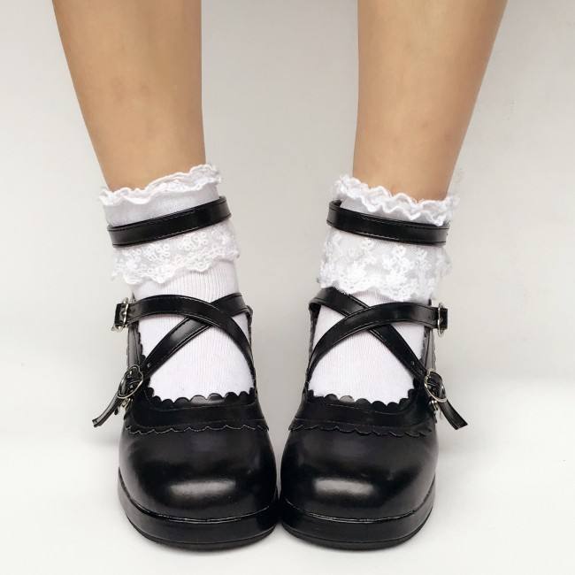 Beautiful Claret Matte Bows Lolita Shoes
